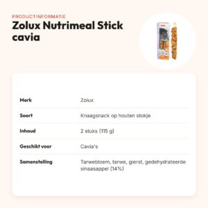 Zolux Nutrimeal Stick cavia sinaasappel 2 stuks (115 g) – knaagsnack – productinformatie