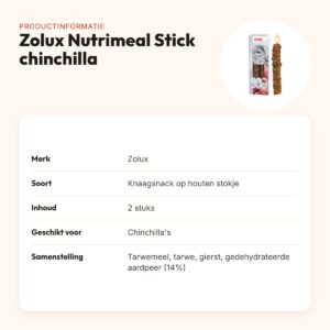 Zolux Nutrimeal Stick chinchilla aardpeer 2 stuks – knaagsnack – productinformatie