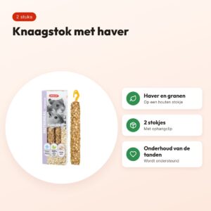 Zolux Nutrimeal Stick hamster haver 2 stuks – knaagsnack met ophangclip – voordelen