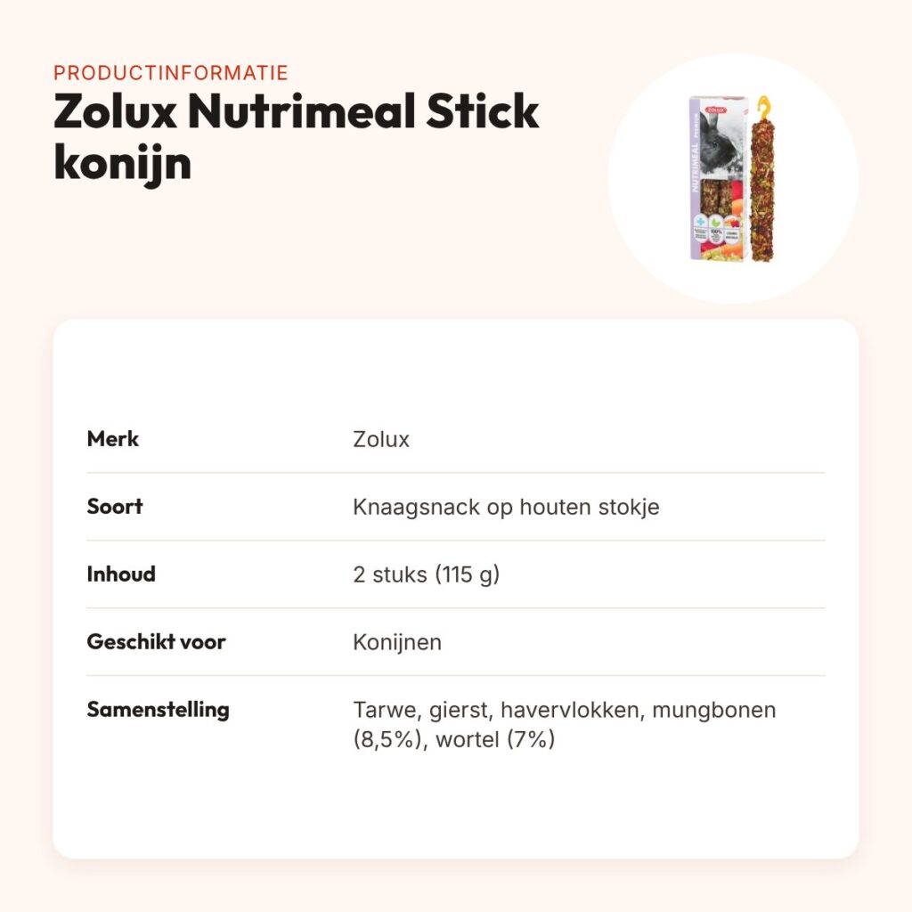 Zolux Nutrimeal Stick konijn groenten 2 stuks (115 g) – knaagsnack – productinformatie
