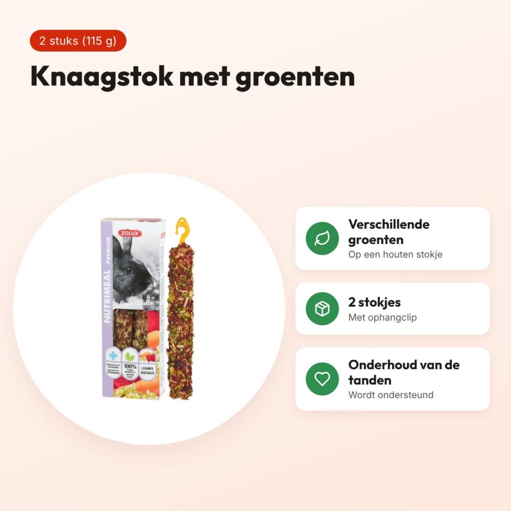Zolux Nutrimeal Stick konijn groenten 2 stuks (115 g) – knaagsnack – voordelen