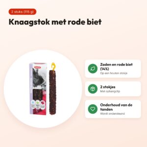 Zolux Nutrimeal Stick konijn rode biet 2 stuks (115 g) – knaagsnack – voordelen