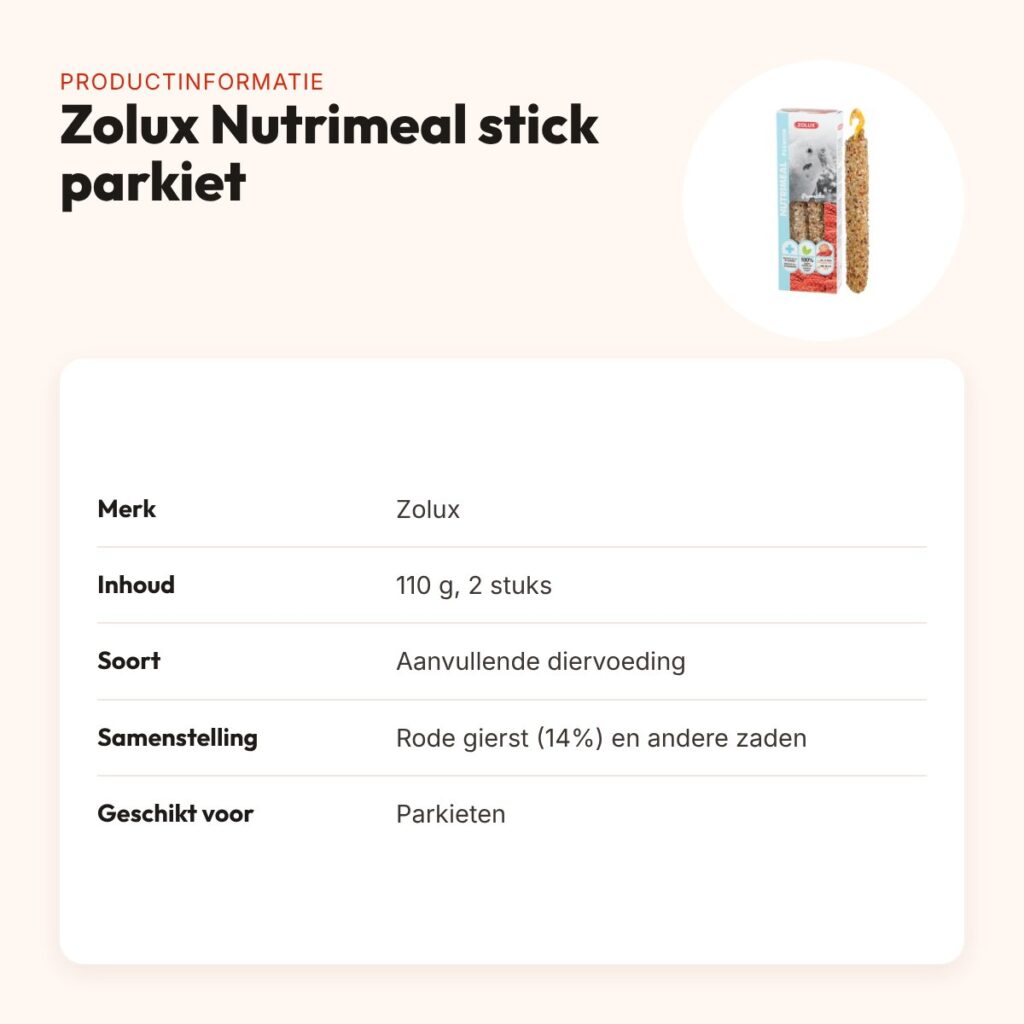 Zolux Nutrimeal stick parkiet rode gierst 110 g – 2 stuks – productinformatie