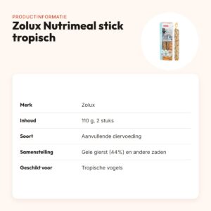 Zolux Nutrimeal stick tropische vogel gele gierst 110 g – 2 stuks – productinformatie