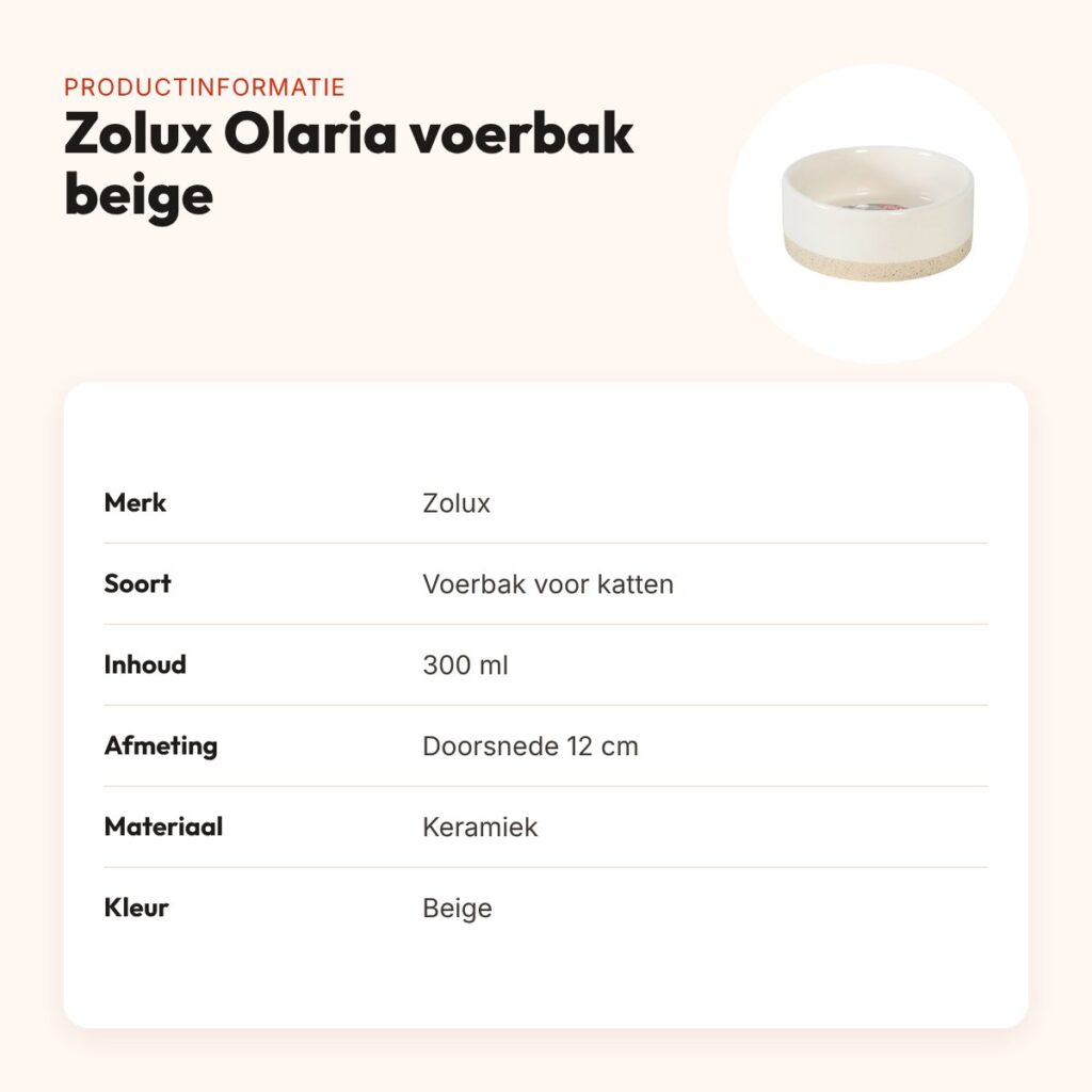 Zolux Olaria voerbak kat keramiek beige 300 ml – 12 cm, antislip – productinformatie