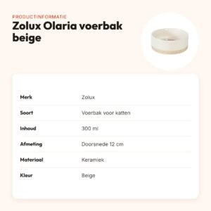 Zolux Olaria voerbak kat keramiek beige 300 ml – 12 cm, antislip – productinformatie