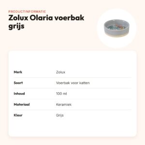 Zolux Olaria voerbak kat keramiek grijs 100 ml – antislip – productinformatie