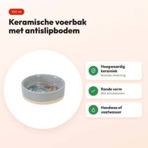 Zolux Olaria voerbak kat keramiek grijs 100 ml – antislip – voordelen