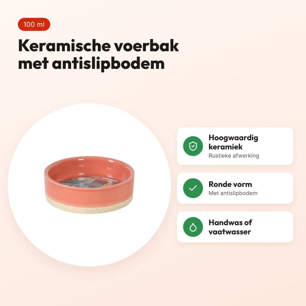 Zolux Olaria voerbak kat keramiek terra 100 ml – 10,3 cm – voordelen