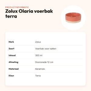 Zolux Olaria voerbak kat keramiek terra 300 ml – 12 cm – productinformatie