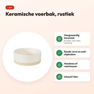 Zolux Olaria voerbak keramiek beige 1 liter – rond – voordelen