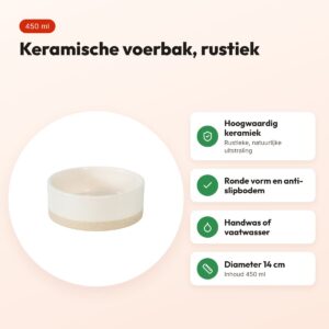 Zolux Olaria voerbak keramiek beige 450 ml 14 cm – voordelen
