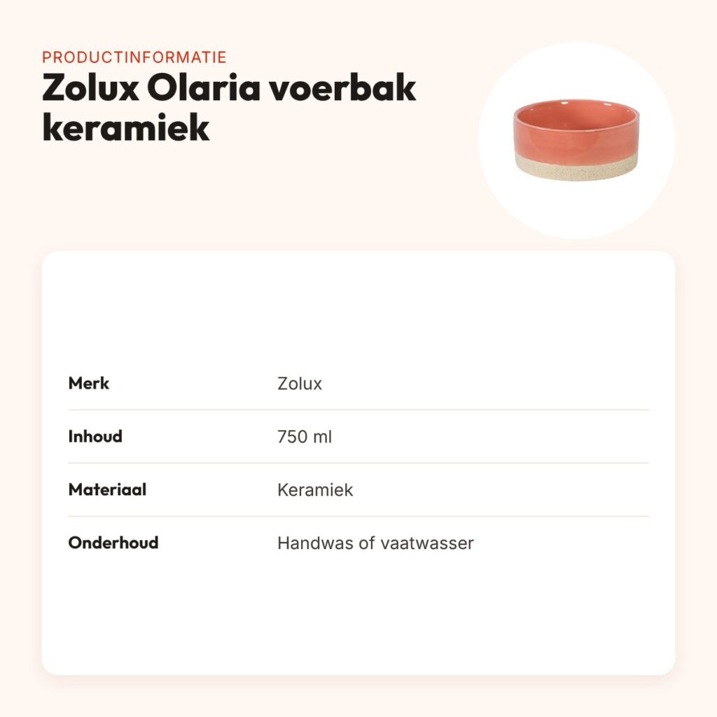 Zolux Olaria voerbak keramiek beige 750 ml – rond – productinformatie