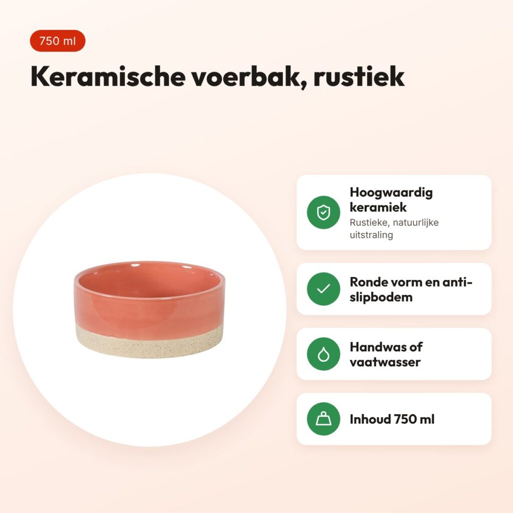 Zolux Olaria voerbak keramiek beige 750 ml – rond – voordelen