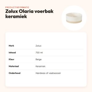 Zolux Olaria voerbak keramiek beige 750 ml – rond, anti-slip – productinformatie