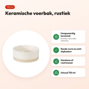 Zolux Olaria voerbak keramiek beige 750 ml – rond, anti-slip – voordelen