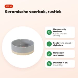 Zolux Olaria voerbak keramiek grijs 450 ml 14 cm – voordelen