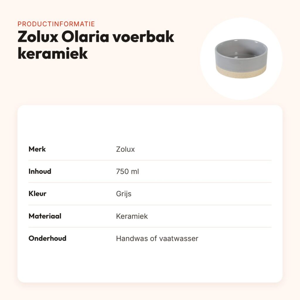 Zolux Olaria voerbak keramiek grijs 750 ml – rustiek – productinformatie
