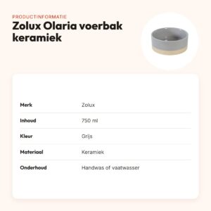 Zolux Olaria voerbak keramiek grijs 750 ml – rustiek – productinformatie