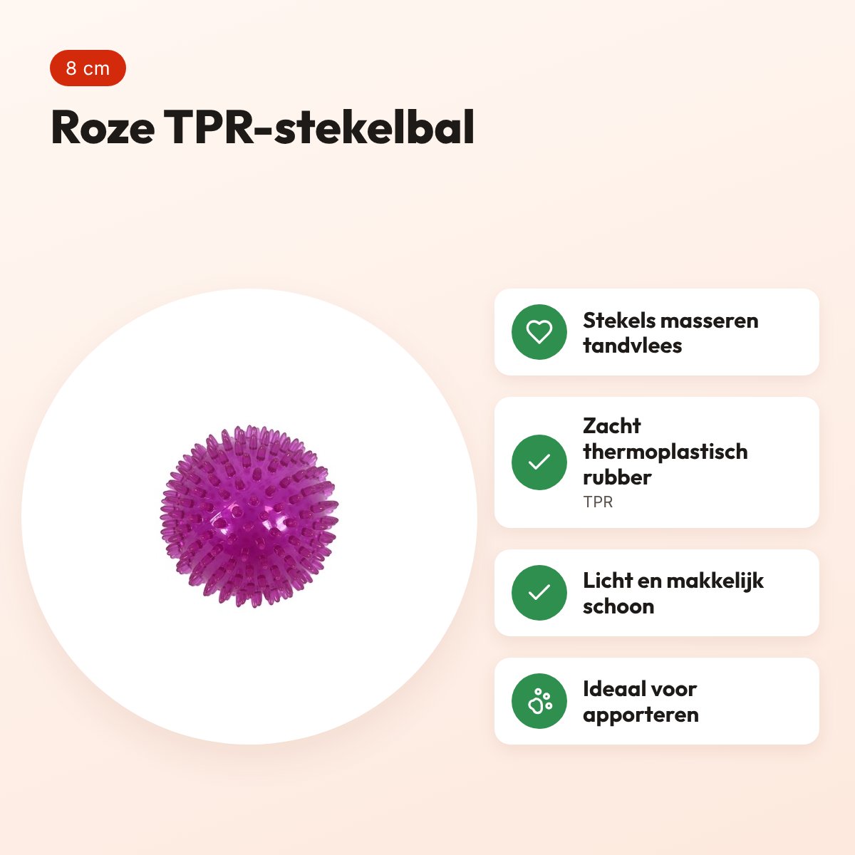 Zolux Pop TPR stekelbal roze 8 cm – hondenspeelgoed – voordelen