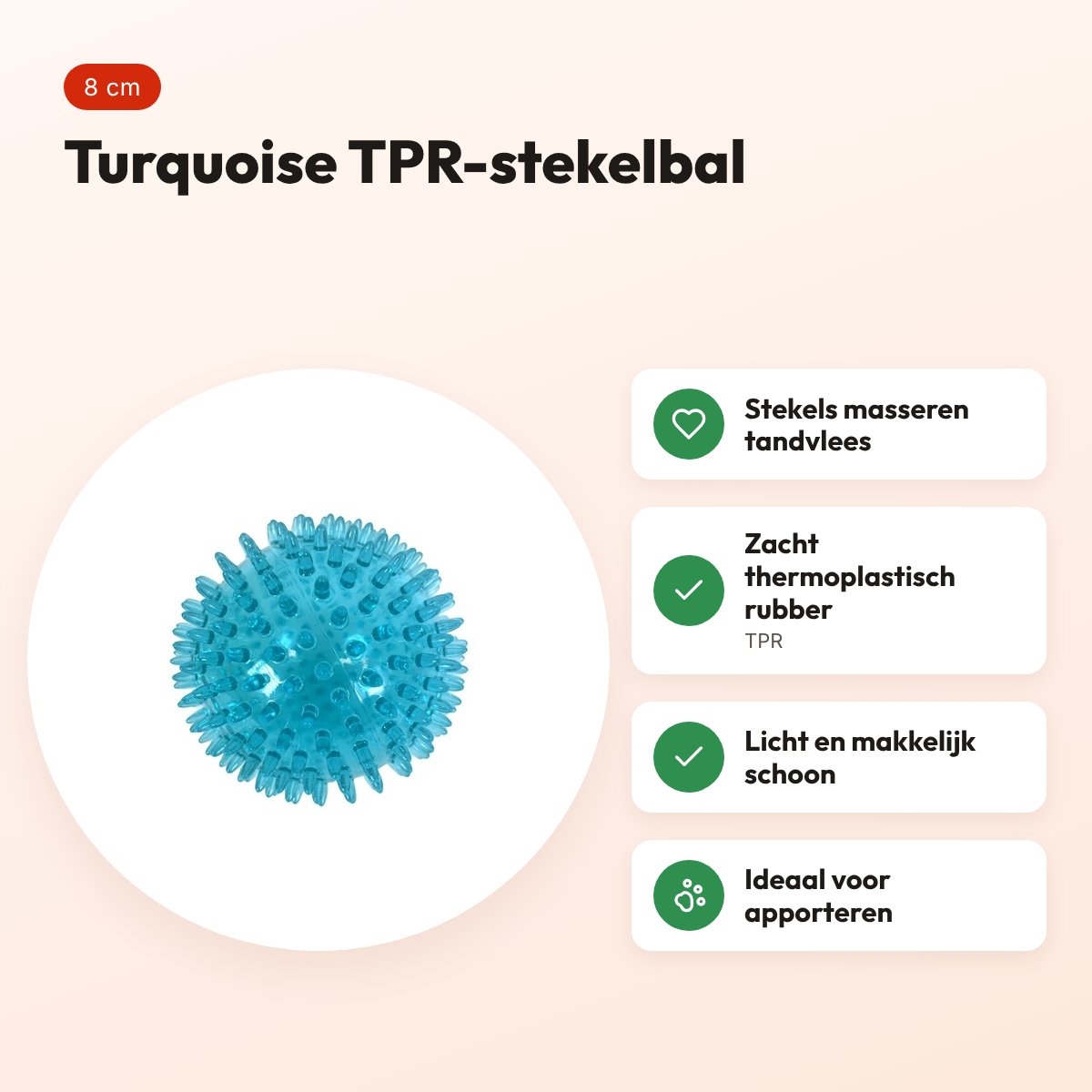 Zolux Pop TPR stekelbal turquoise 8 cm – hondenspeelgoed – voordelen