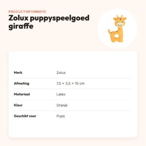 Zolux puppyspeelgoed latex giraffe oranje 7,5 x 3,5 x 10 cm – met pieper – productinformatie