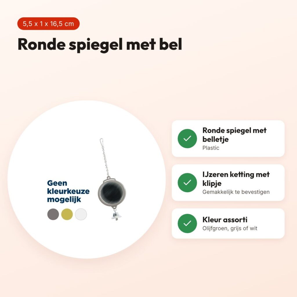 Zolux spiegel rond met bel 5,5 x 1 x 16,5 cm – assorti – voordelen