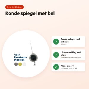 Zolux spiegel rond met bel 5,5 x 1 x 16,5 cm – assorti – voordelen