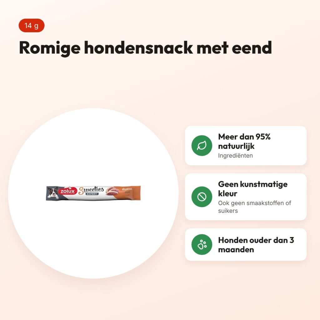 Zolux Sweeties Expert Creamy Stick eend 14 g – romige hondensnack – voordelen