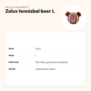 Zolux tennisbal beer L 7,5 cm – hondenspeelgoed met pieper – productinformatie