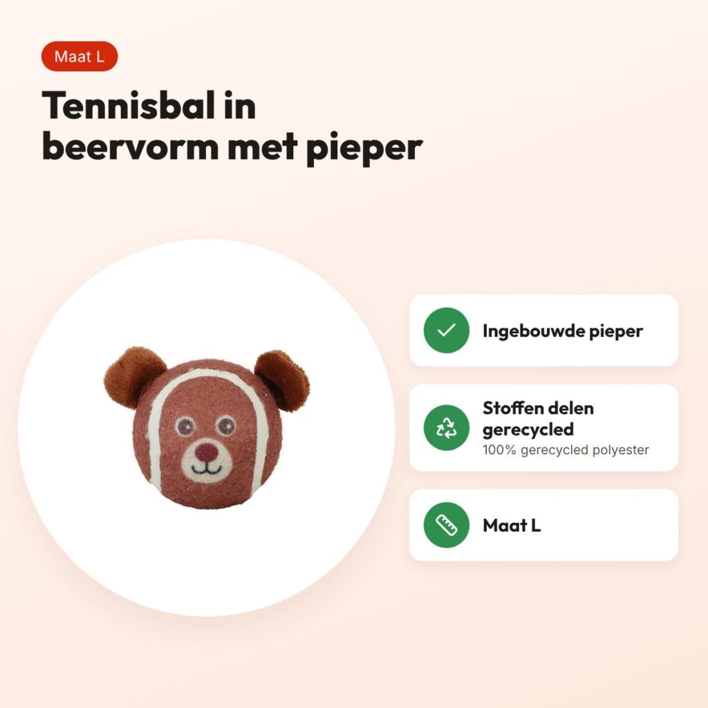 Zolux tennisbal beer L 7,5 cm – hondenspeelgoed met pieper – voordelen