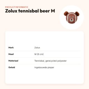 Zolux tennisbal beer M 6 cm – hondenspeelgoed met pieper – productinformatie