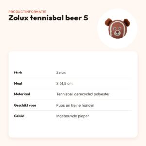 Zolux tennisbal beer S 4,5 cm – hondenspeelgoed met pieper – productinformatie