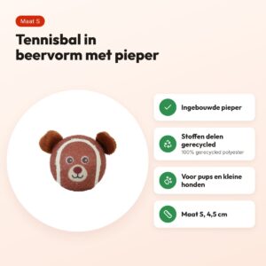 Zolux tennisbal beer S 4,5 cm – hondenspeelgoed met pieper – voordelen
