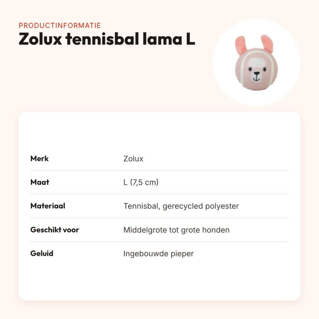 Zolux tennisbal lama L 7,5 cm – hondenspeelgoed met pieper – productinformatie