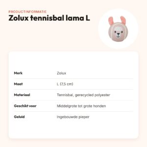 Zolux tennisbal lama L 7,5 cm – hondenspeelgoed met pieper – productinformatie