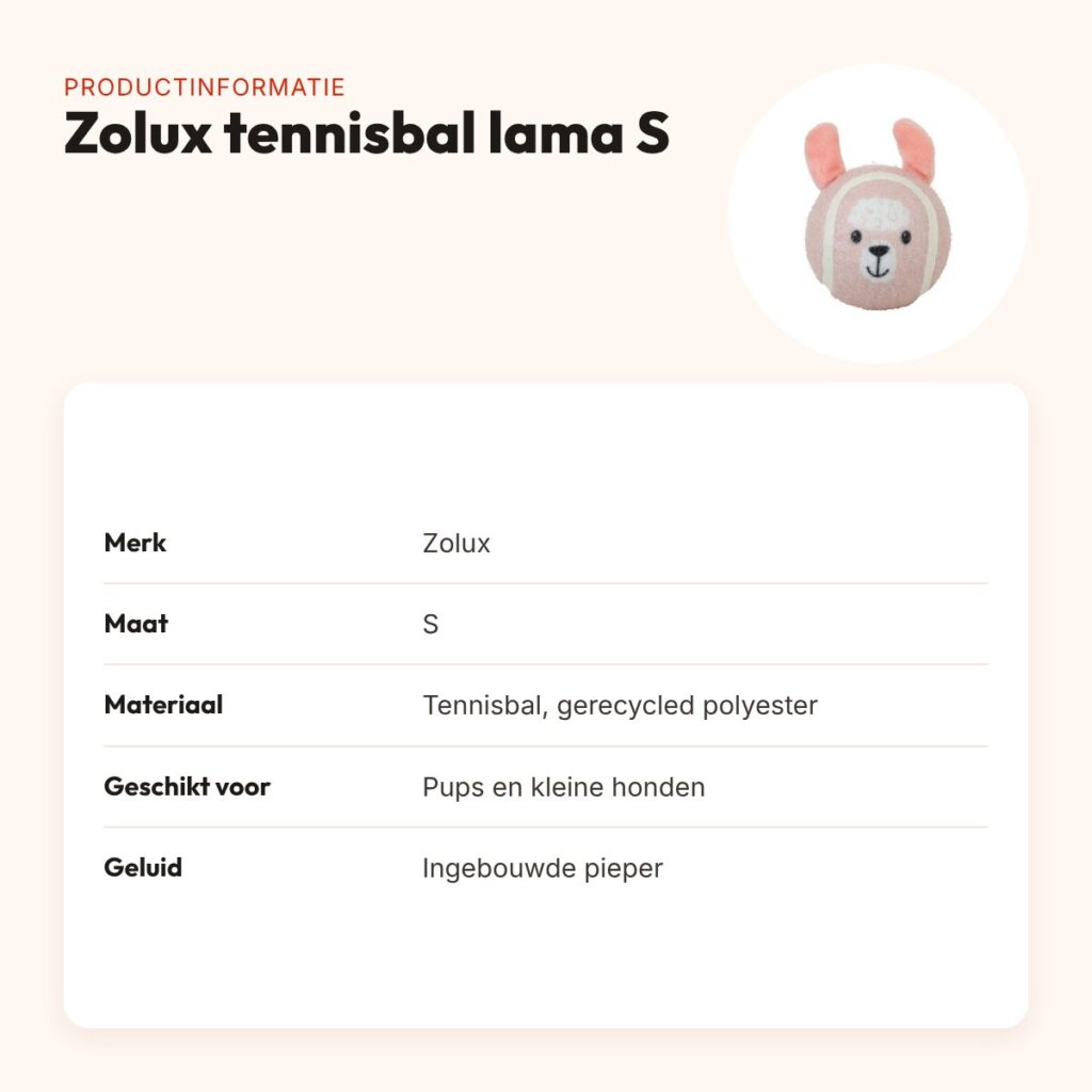 Zolux tennisbal lama S 4,6 cm – hondenspeelgoed met pieper – productinformatie