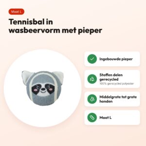Zolux tennisbal wasbeer L 7,6 cm – hondenspeelgoed met pieper – voordelen
