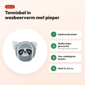 Zolux tennisbal wasbeer M 6,5 cm – hondenspeelgoed met pieper – voordelen