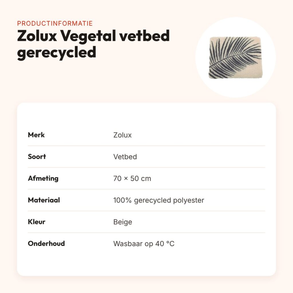 Zolux Vegetal vetbed gerecycled beige 70 x 50 cm – sneldrogend, antislip – productinformatie