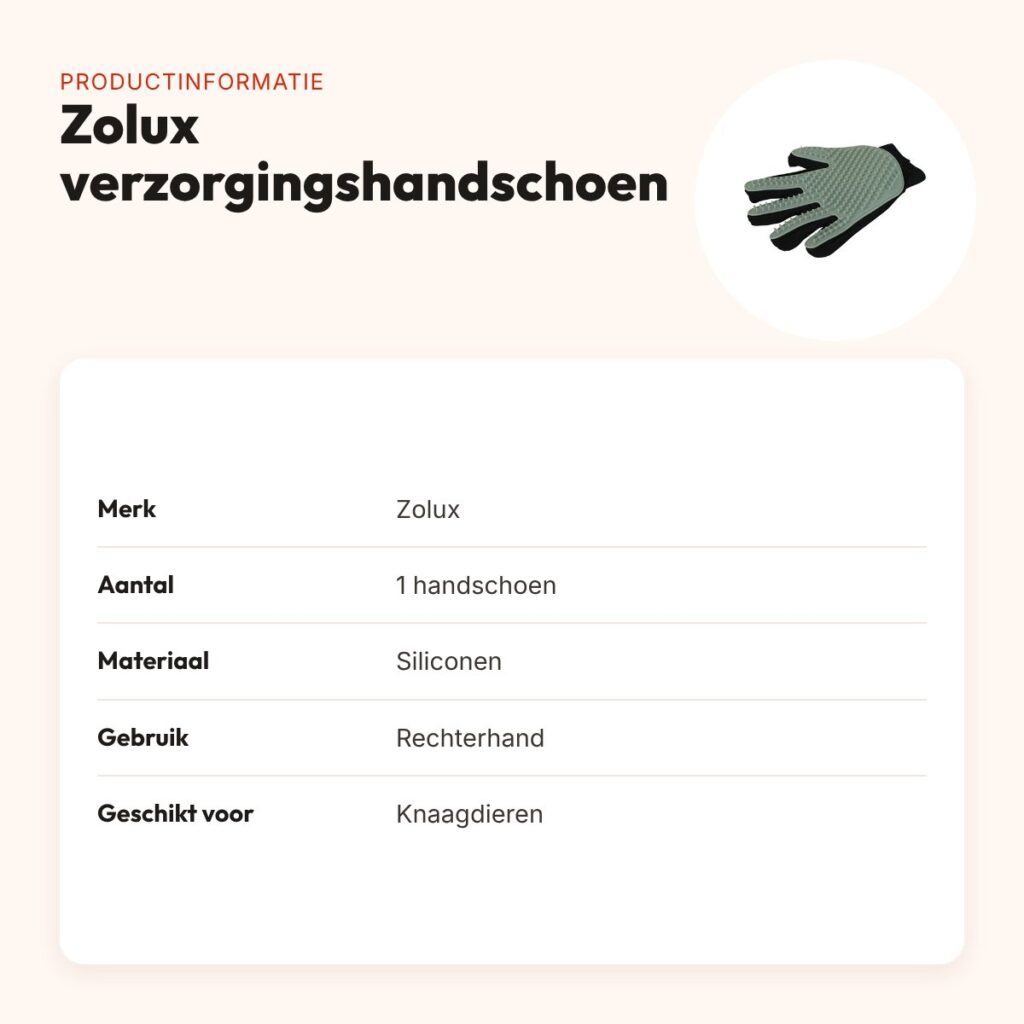 Zolux verzorgingshandschoen voor knaagdieren siliconen – rechterhand – productinformatie