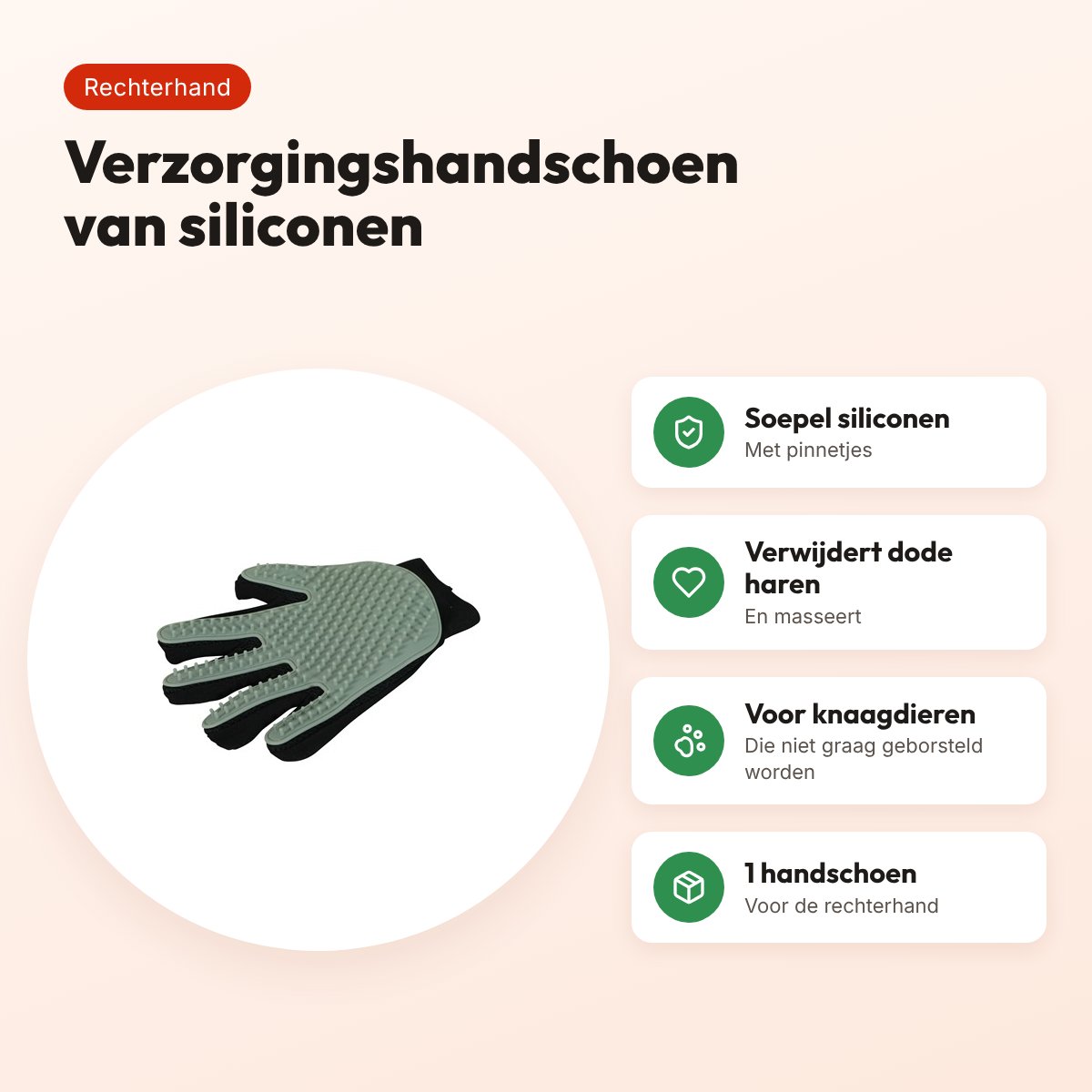 Zolux verzorgingshandschoen voor knaagdieren siliconen – rechterhand – voordelen